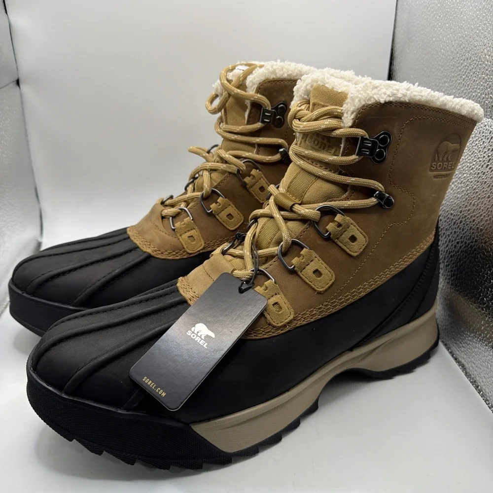 Sorel Men's Scout 87 Lux WP Boots Caribou Buff  Waterproof Insulated Size 10